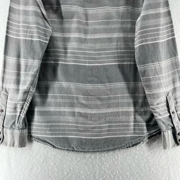 1901 Shirt Mens Size 2XL Flannel Striped Button Front Long Sleeve Cotton Gray - Picture 6 of 11